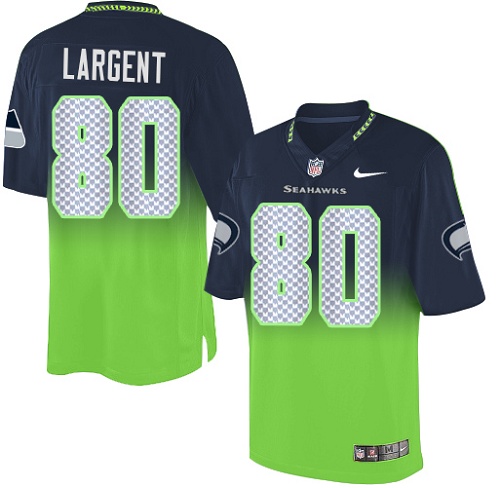 Men's Elite Steve Largent Nike Jersey Navy/Green - #80 Fadeaway NFL Seattle Seahawks